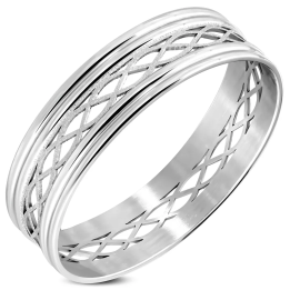 Bracelet jonc acier motif infini sablé