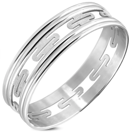 Bracelet jonc acier motif ovale sablé