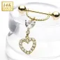 Piercing Bouclier Téton Or 14 Carats Pendentif Coeur