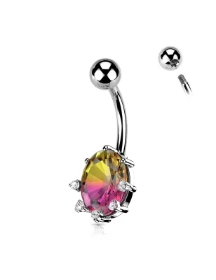 Piercing nombril cristal à reflets ovale