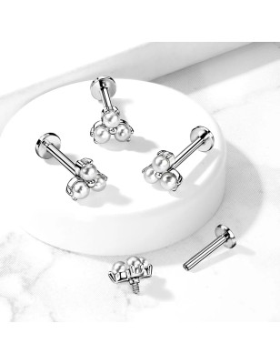 Piercing labret oreille trois perles