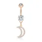Piercing nombril plaqué or rose pendentif lune pavée Piercing nombril plaqué or rose pendentif lune pavée