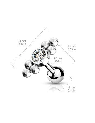 Piercing oreille cartilage hélix acier gemme et billes