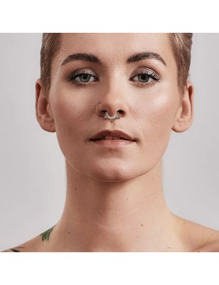 Piercing anneau clipsable strass et cluster de billes argenté