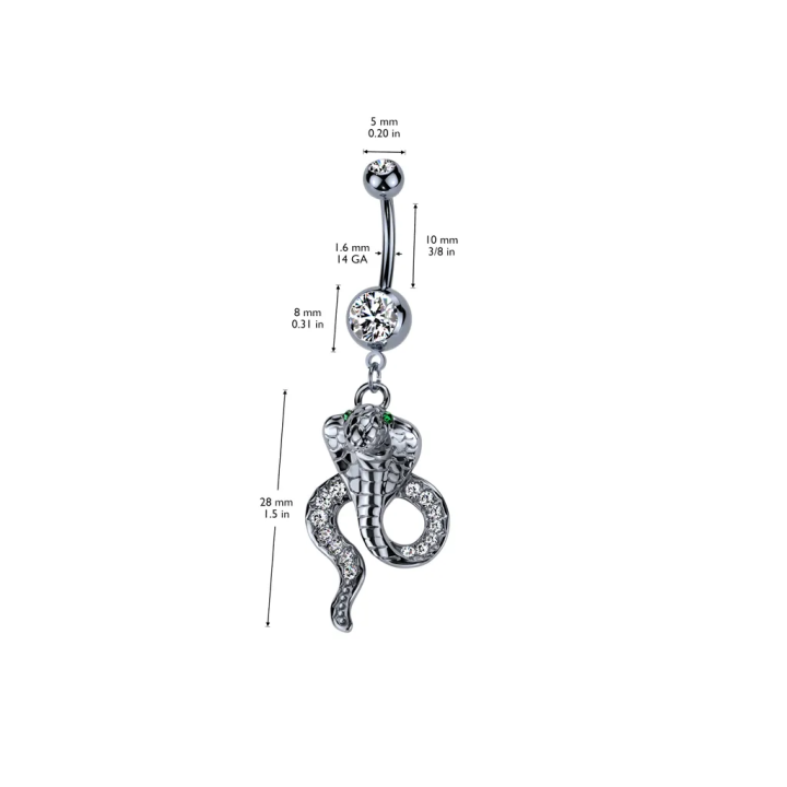 Piercing nombril hématite cobra