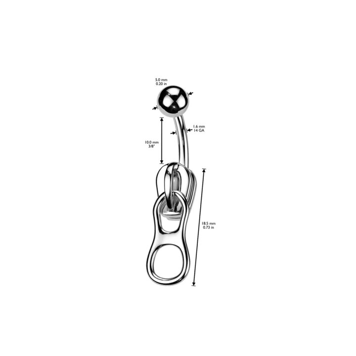 Piercing nombril Acier Chirurgical Zip