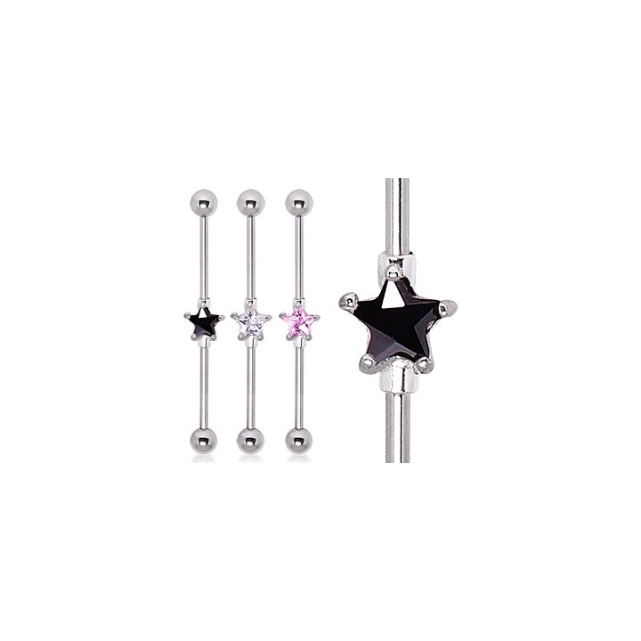 Piercing Industriel Gemme Etoile