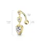 Piercing nombril inversé triple coeur strass plaqué or Piercing nombril inversé triple coeur strass plaqué or