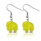 Paire Boucles d'oreille crochet éléphant résine jaune Paire Boucles d'oreille crochet éléphant résine jaune