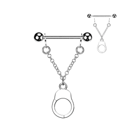 Piercing téton menotte en acier avec chaîne rebelle et sexy