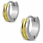 Paire boucles d'oreilles anneaux acier centre doré Paire boucles d'oreilles anneaux acier centre doré