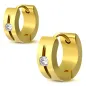 Paire boucles d'oreilles anneaux acier doré rainure strass Paire boucles d'oreilles anneaux acier doré rainure strass