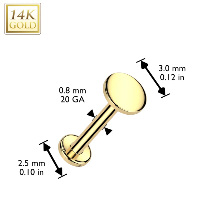 Piercing nez en or jaune 14 carats embout push-in rond
