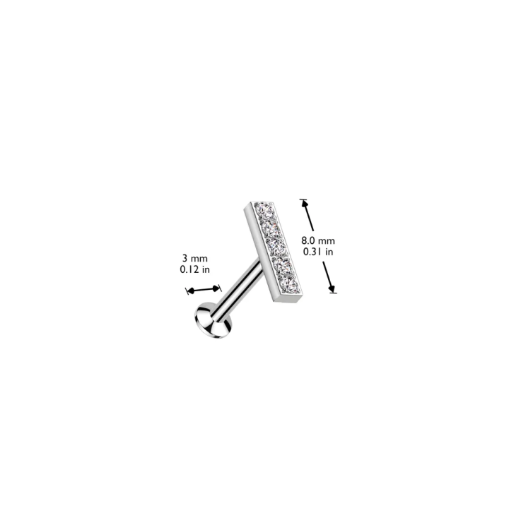 Piercing oreille push-in barre cinq strass