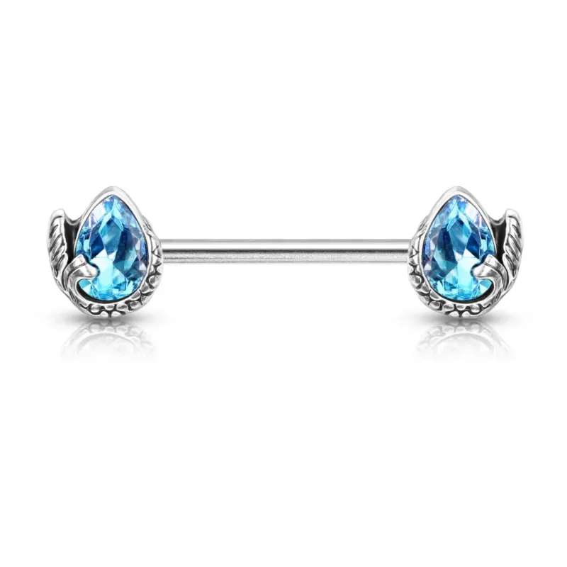 Piercing téton queue de sirène cristal turquoise Piercing téton queue de sirène cristal turquoise