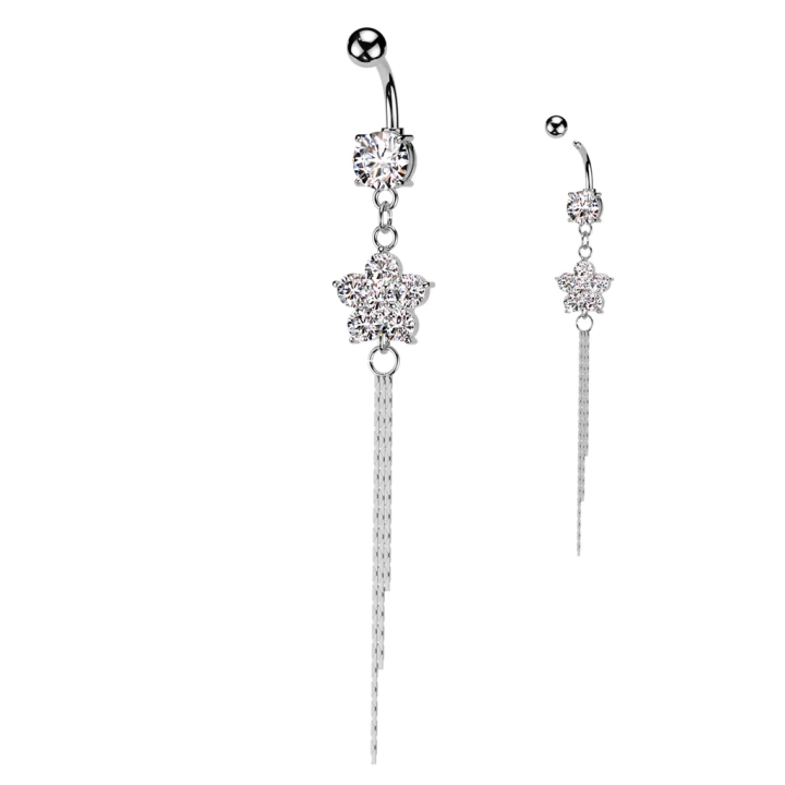 Piercing nombril Fleur 6 Gemmes et Chaînes