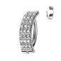 Piercing nombril titane anneau 3 lignes strass blanc Piercing nombril titane anneau 3 lignes strass blanc