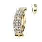 Piercing nombril titane doré anneau 3 lignes strass Piercing nombril titane doré anneau 3 lignes strass