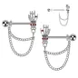 Paire de piercing pour téton chaines main de squelette Paire de piercing pour téton chaines main de squelette