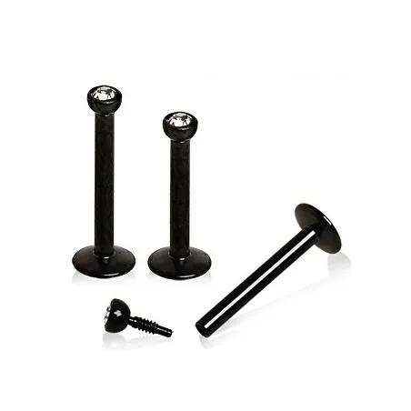 Piercing labret titane noir zircon