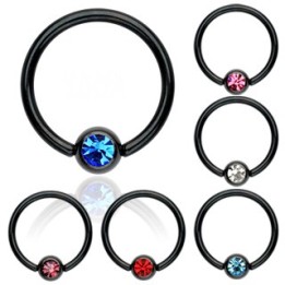 Piercing Anneau Captif Titane Noir Strass