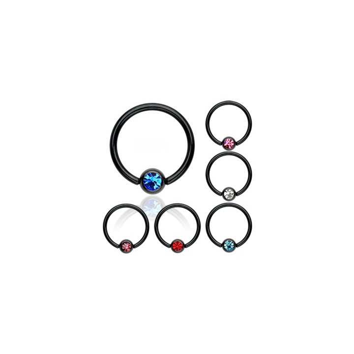 Piercing Anneau Captif Titane Noir Strass