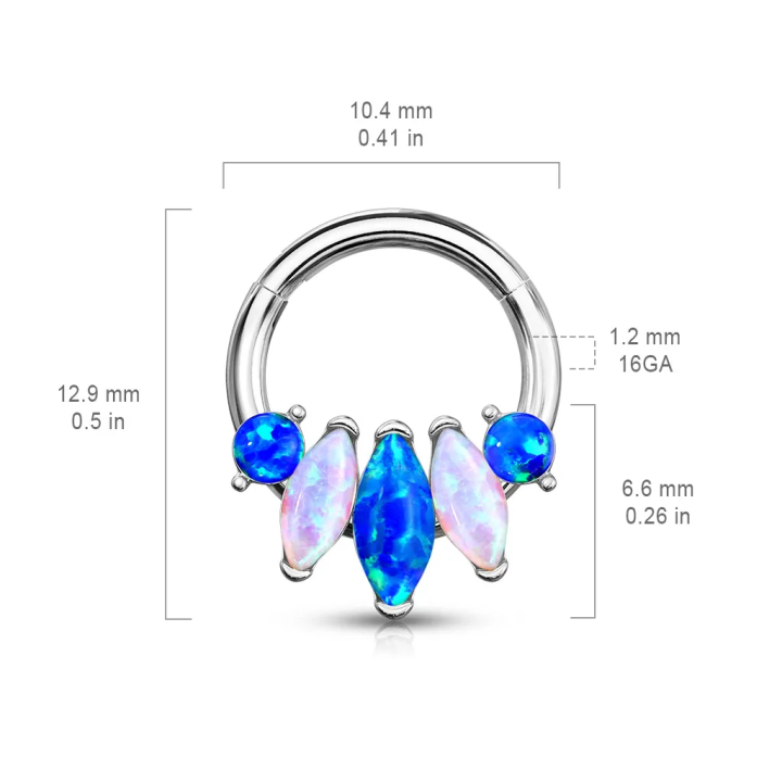 Piercing anneau daith septum éventail d'opales
