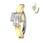 Piercing nombril anneau clicker serti de 3 zircons baguettes doré Piercing nombril anneau clicker serti de 3 zircons baguettes doré