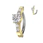 Piercing nombril anneau clicker doré pavé de strass avec coeur Piercing nombril anneau clicker doré pavé de strass avec coeur