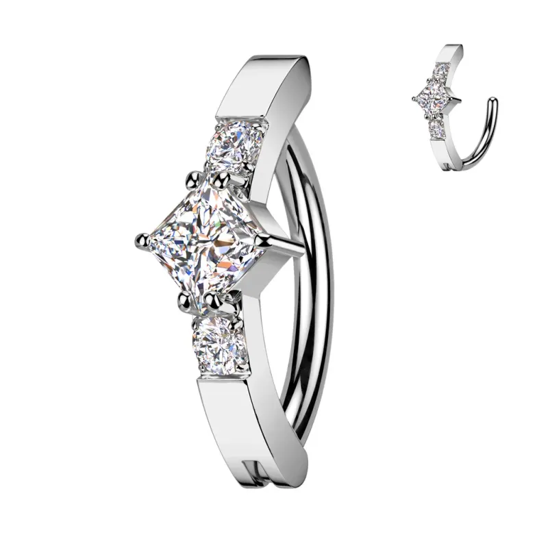 Piercing nombril anneau clicker pavé de strass avec losange Piercing nombril anneau clicker pavé de strass avec losange