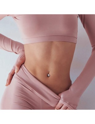 Piercing nombril coeur filigrane opalite rose