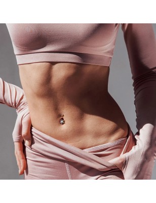 Piercing nombril fleur cristaux opalite rose