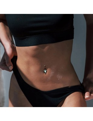 Piercing nombril bouclier tribal cristaux opalite vert