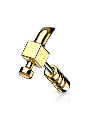 Piercing oreille cartilage hélix doré marteau