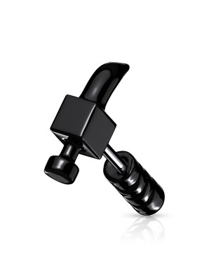 Piercing oreille cartilage hélix noir marteau