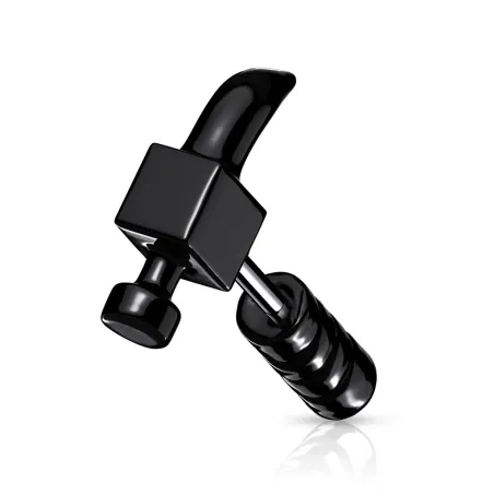 Piercing oreille cartilage hélix noir marteau