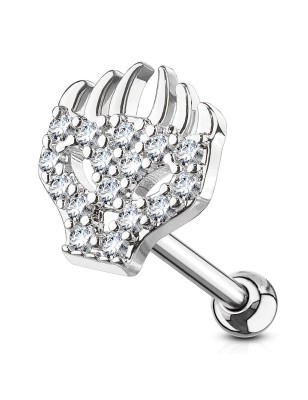 Piercing oreille cartilage hélix crâne avec flammes et strass