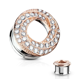 Piercing tunnel oreille tourbillon gemmes doré