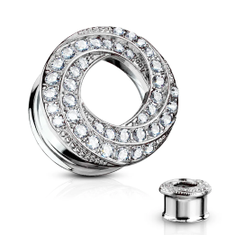 Piercing tunnel oreille tourbillon gemmes argenté