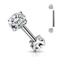 Piercing barbell cartilage hélix double strass blanc