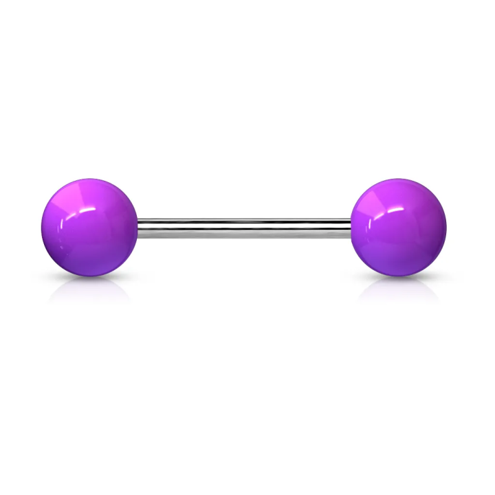 Piercing Langue Barbell Titane G23 Boules Acrylique UV