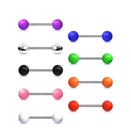 Piercing Langue Barbell Titane G23 Boules Acrylique UV
