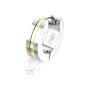 Paire Boucles d'oreille homme anneaux acier brossé centre doré