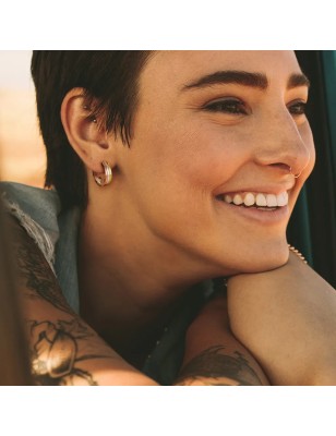 Paire Boucles d'oreille anneaux tricolores