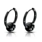 Paire Boucles d'oreille anneaux acier noir avec boule captive