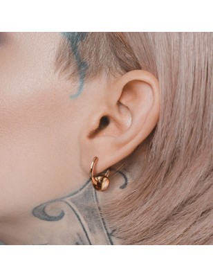 Paire Boucles d'oreille anneaux acier rosé avec boule captive