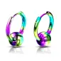 Paire Boucles d'oreille anneaux acier multicolore avec boule captive