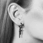 Paire Boucles d'oreille anneaux acier noir croix et chaine