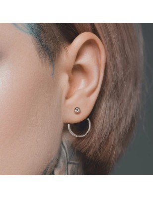 Paire Boucles d'oreille clous boule et anneau arrière argenté