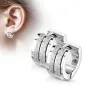 Paire Boucles d'oreille anneaux acier argenté sablé